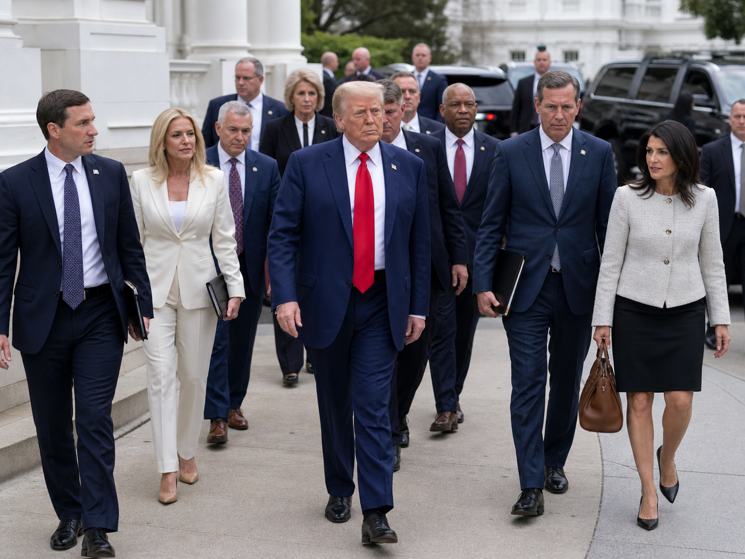 Picture of Trump with some cabinet members.