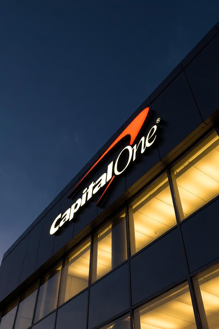Capital One bank branch exterior with corporate signage